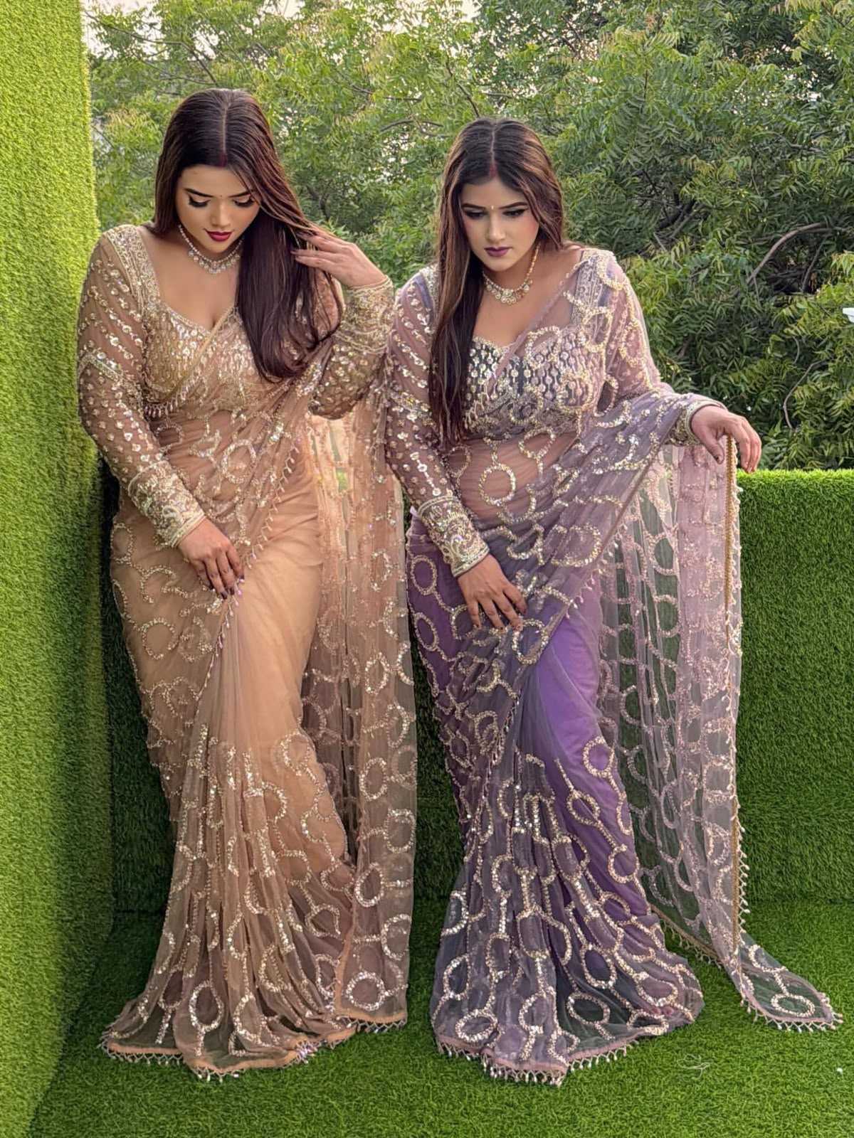 Soft Net Sequence Saree