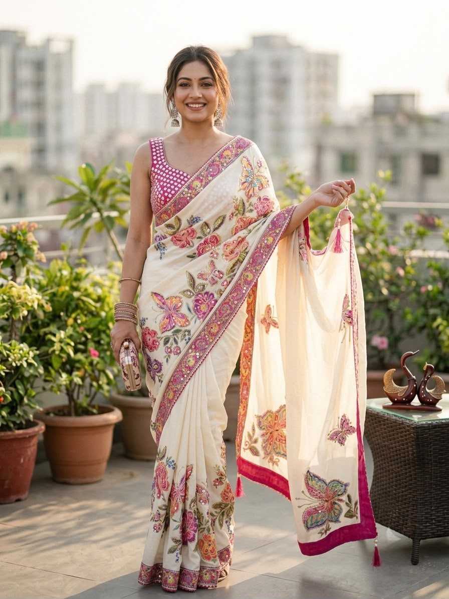 Chinon Silk Designer Saree