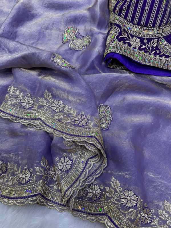 Satin Sequence Saree in Pink