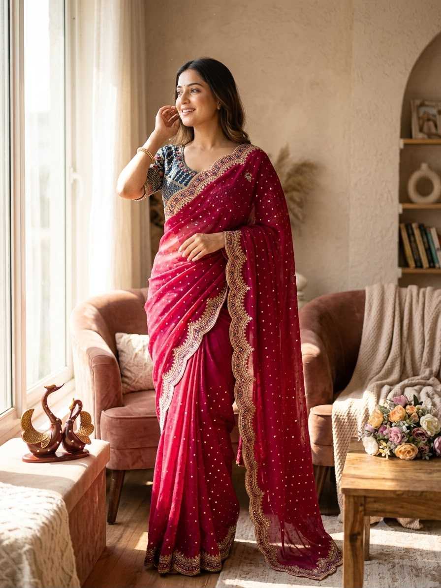 Zari Silk Sequence Saree