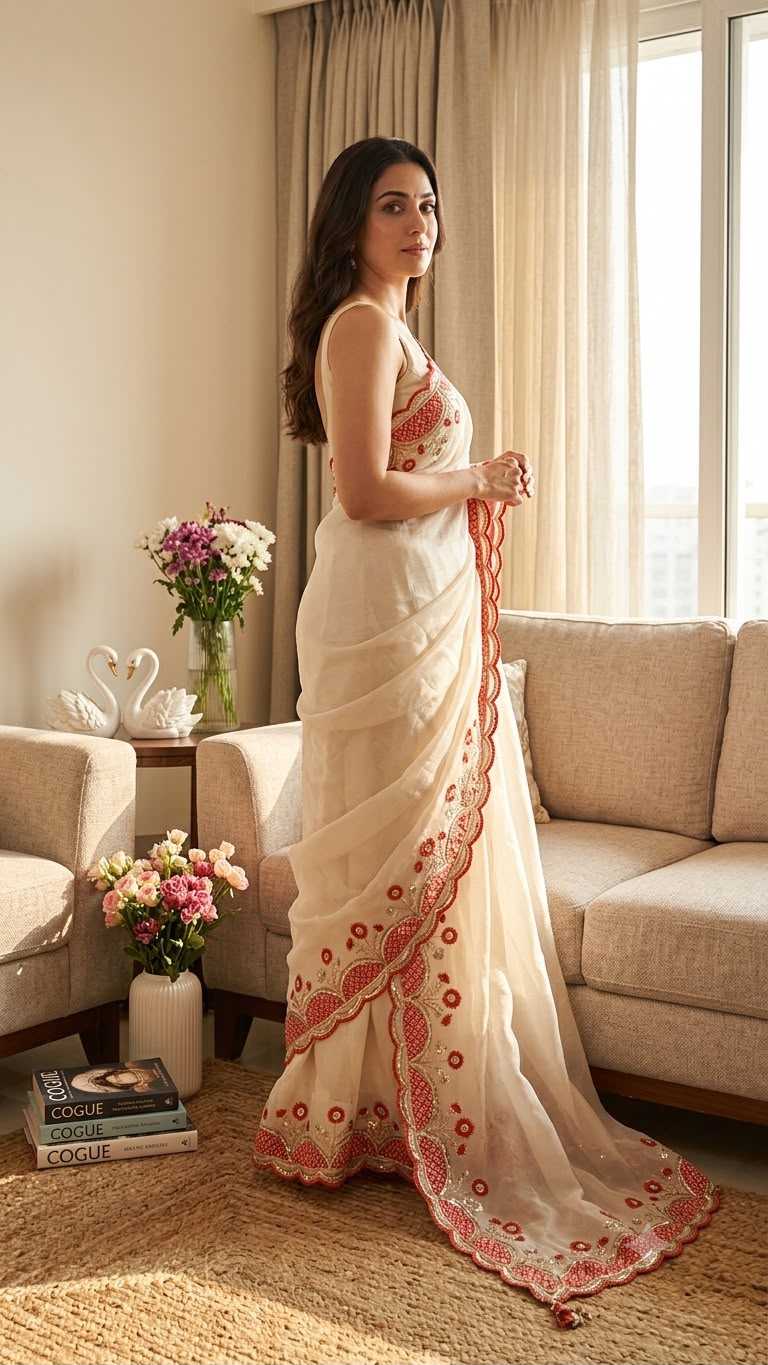 Dull Moss Designer Saree