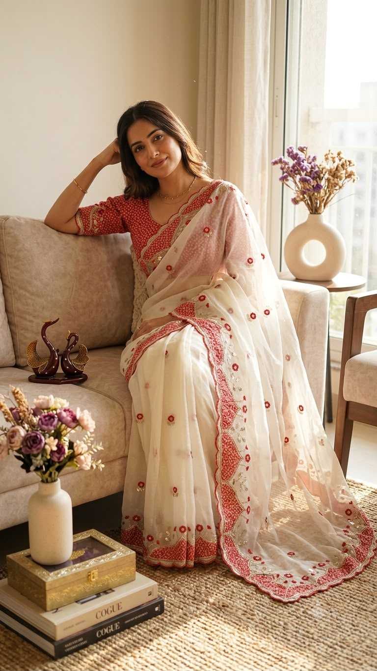 Dull Moss Designer Saree