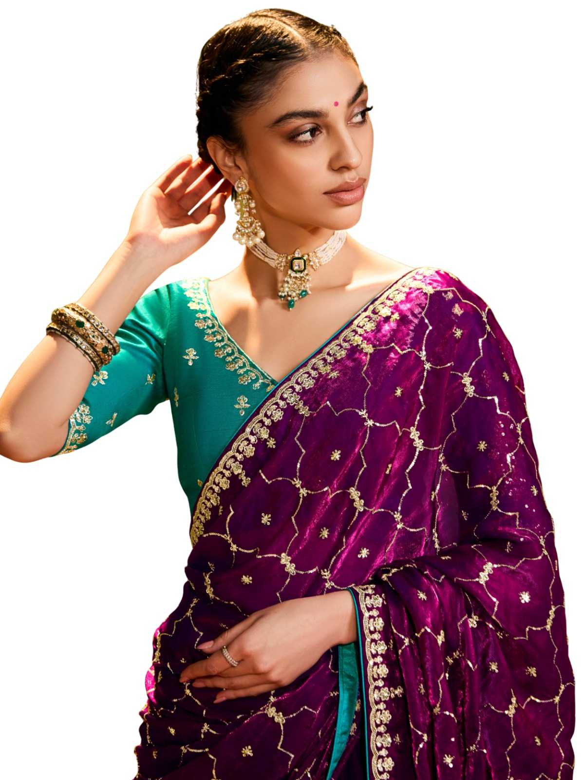 Satin Sequence Saree