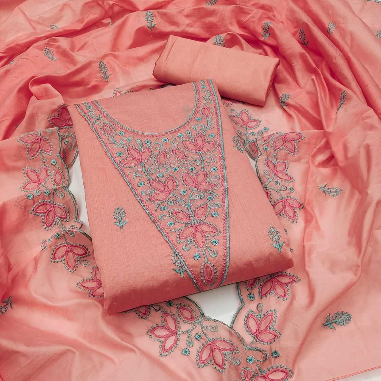 Chanderi Soft Embroidery Suit
