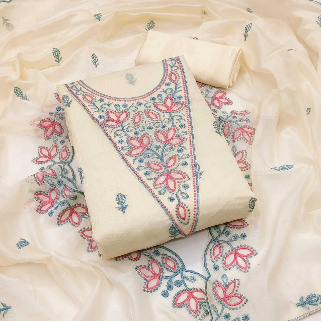 Chanderi Soft Embroidery Suit