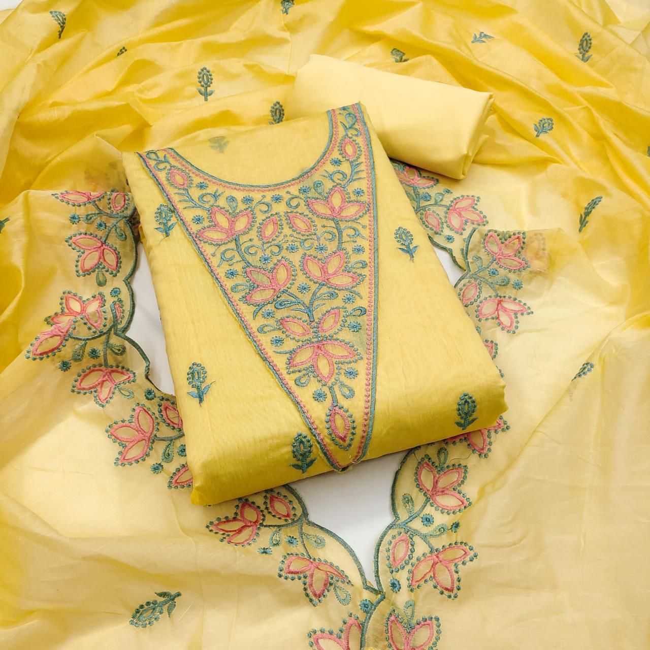 Chanderi Soft Embroidery Suit