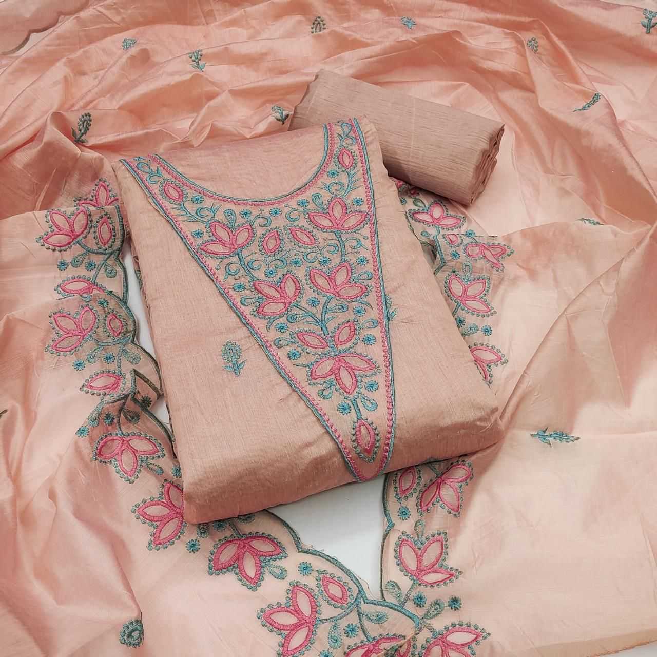 Chanderi Soft Embroidery Suit