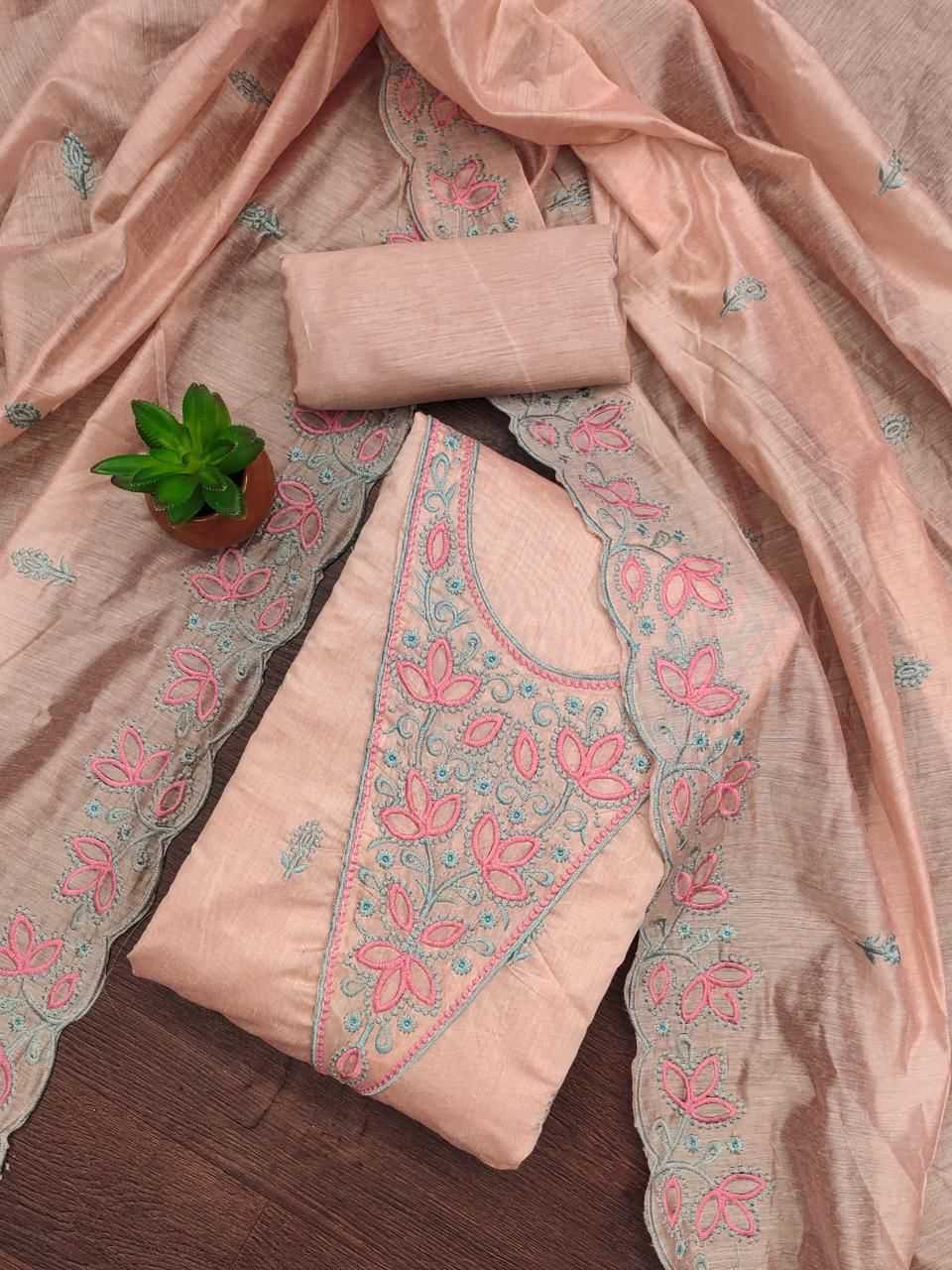 Chanderi Soft Embroidery Suit