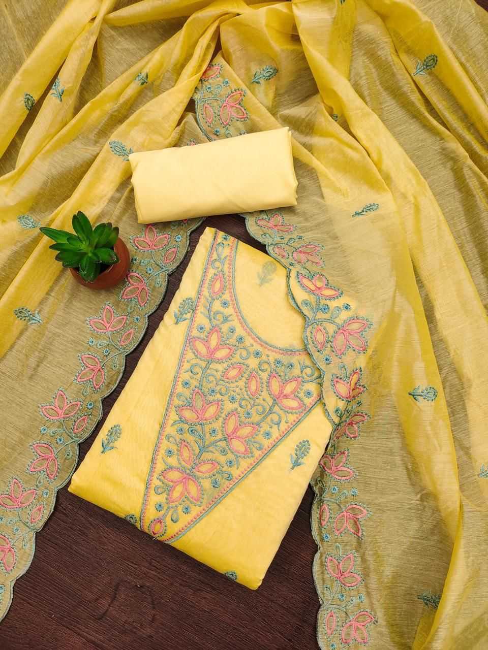 Chanderi Soft Embroidery Suit