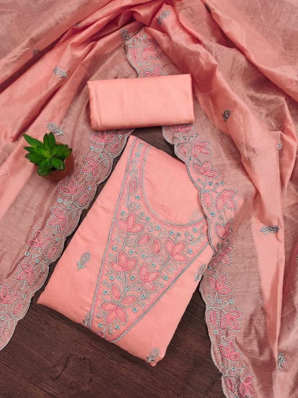 Chanderi Soft Embroidery Suit
