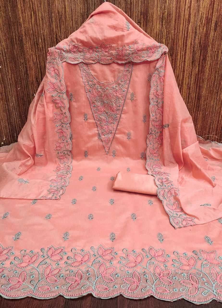 Chanderi Soft Embroidery Suit