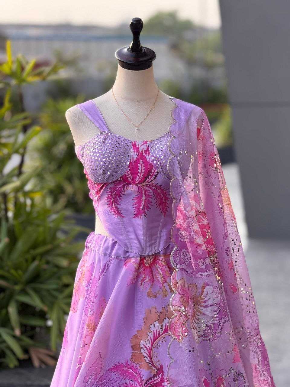 Organza Printed Lehenga