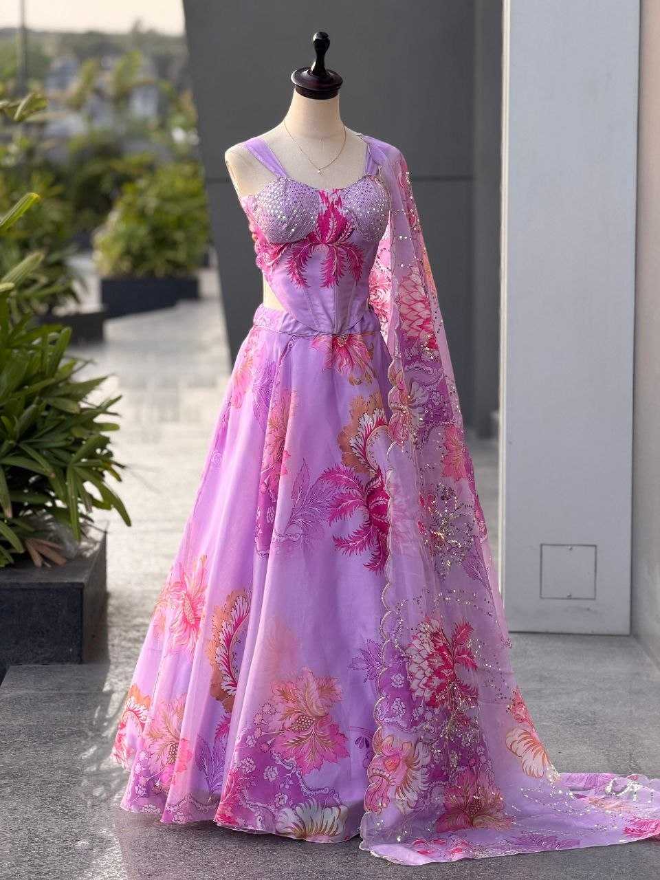 Organza Printed Lehenga