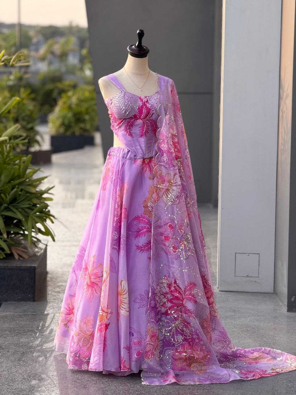 Organza Printed Lehenga