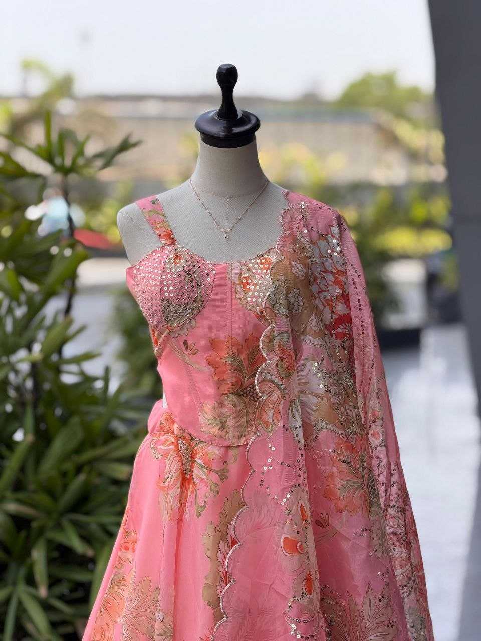 Organza Printed Lehenga