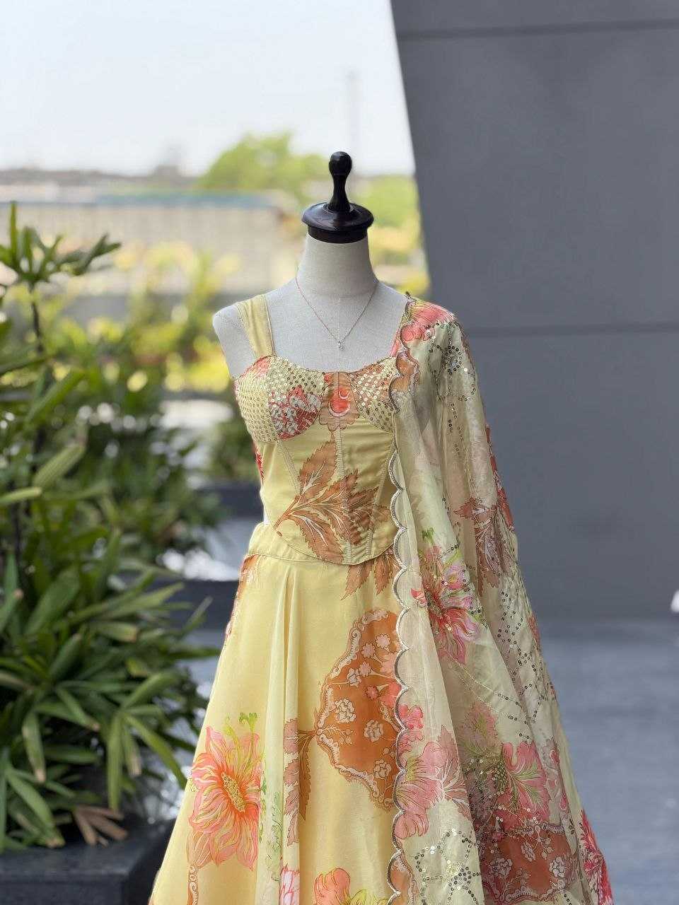 Organza Printed Lehenga