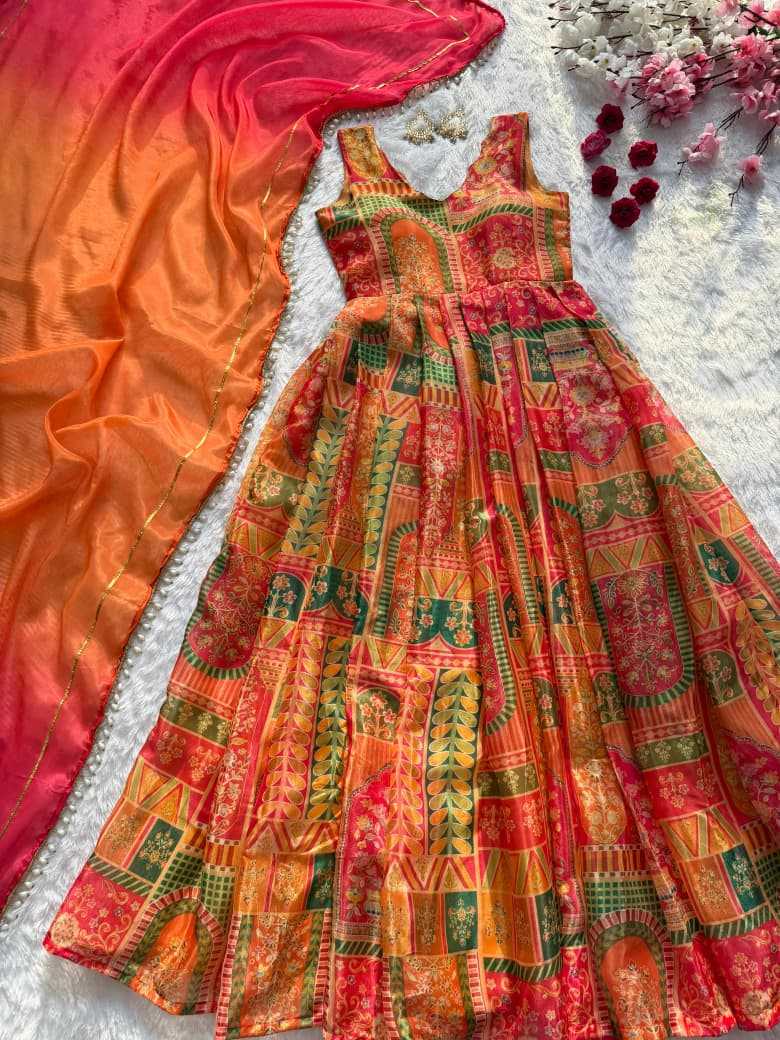 Organza Silk Printed Gown