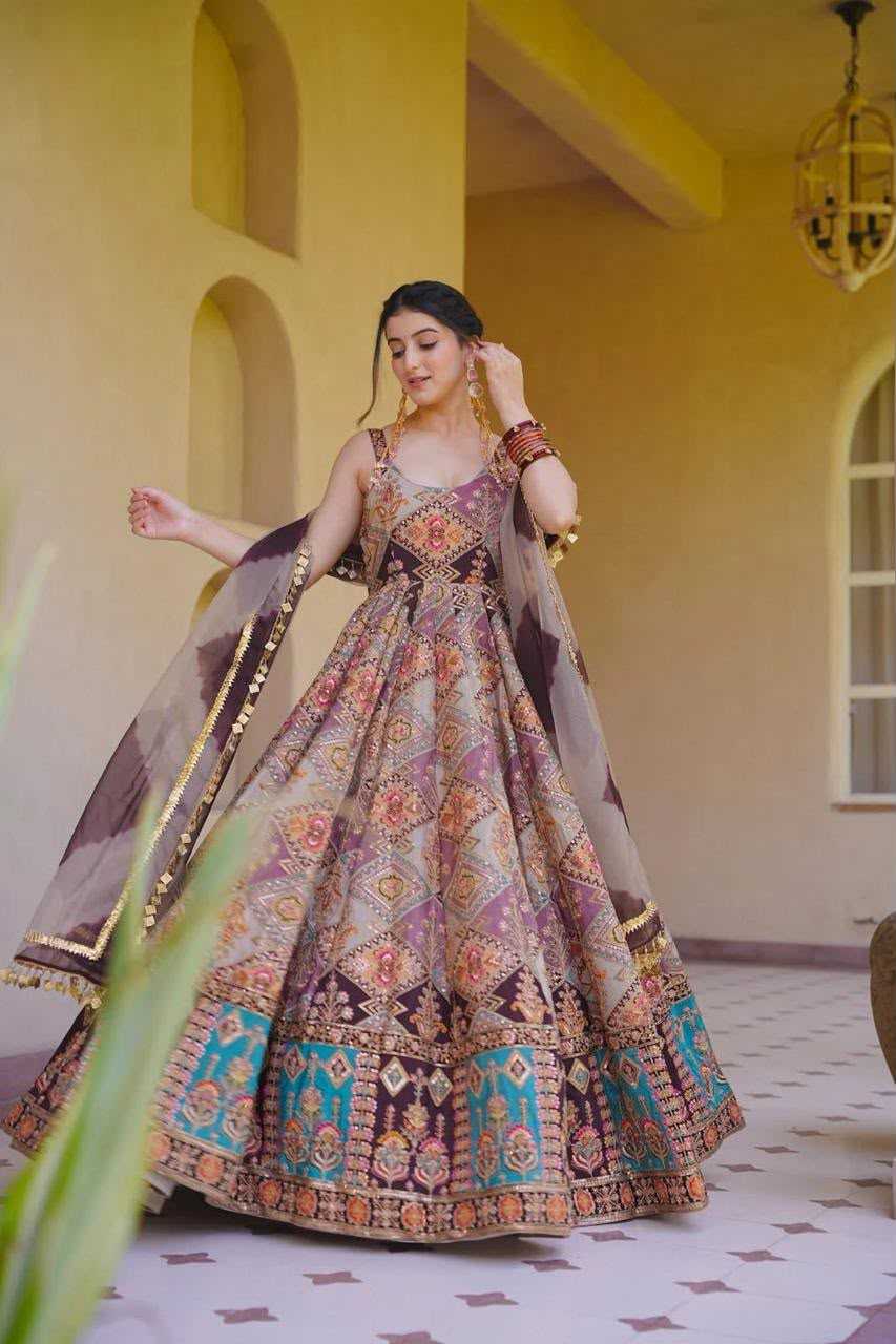 Organza Silk Anarkali Gown
