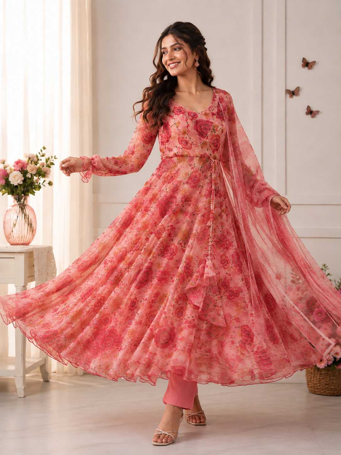 Organza Silk Printed Gown
