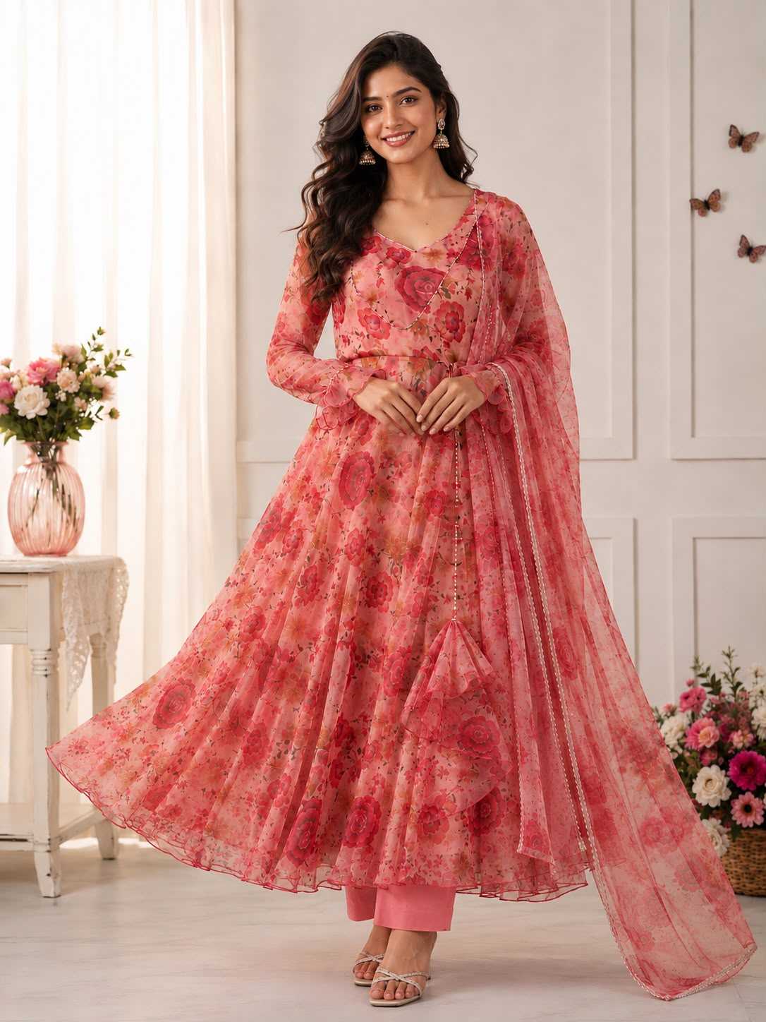 Organza Silk Printed Gown