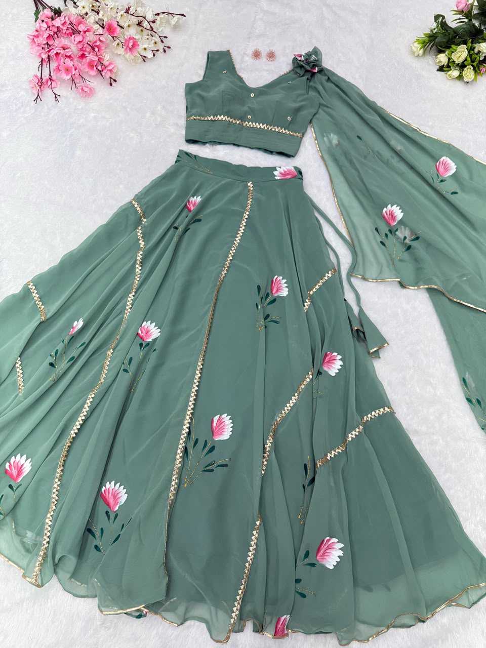 Georgette Wedding Lehenga