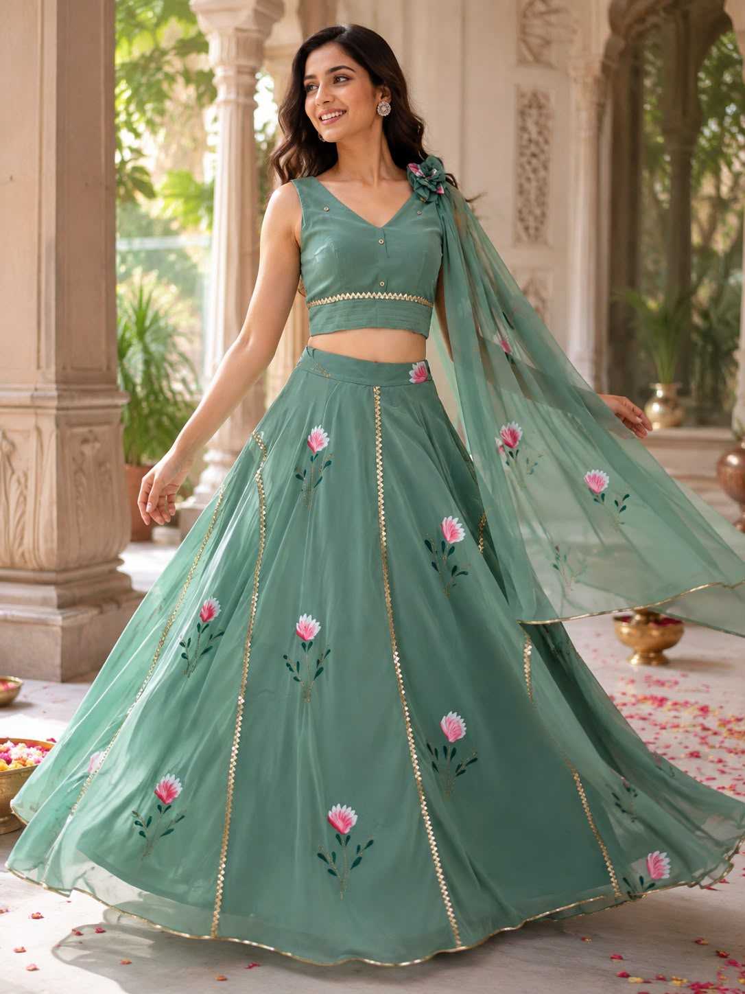 Georgette Wedding Lehenga