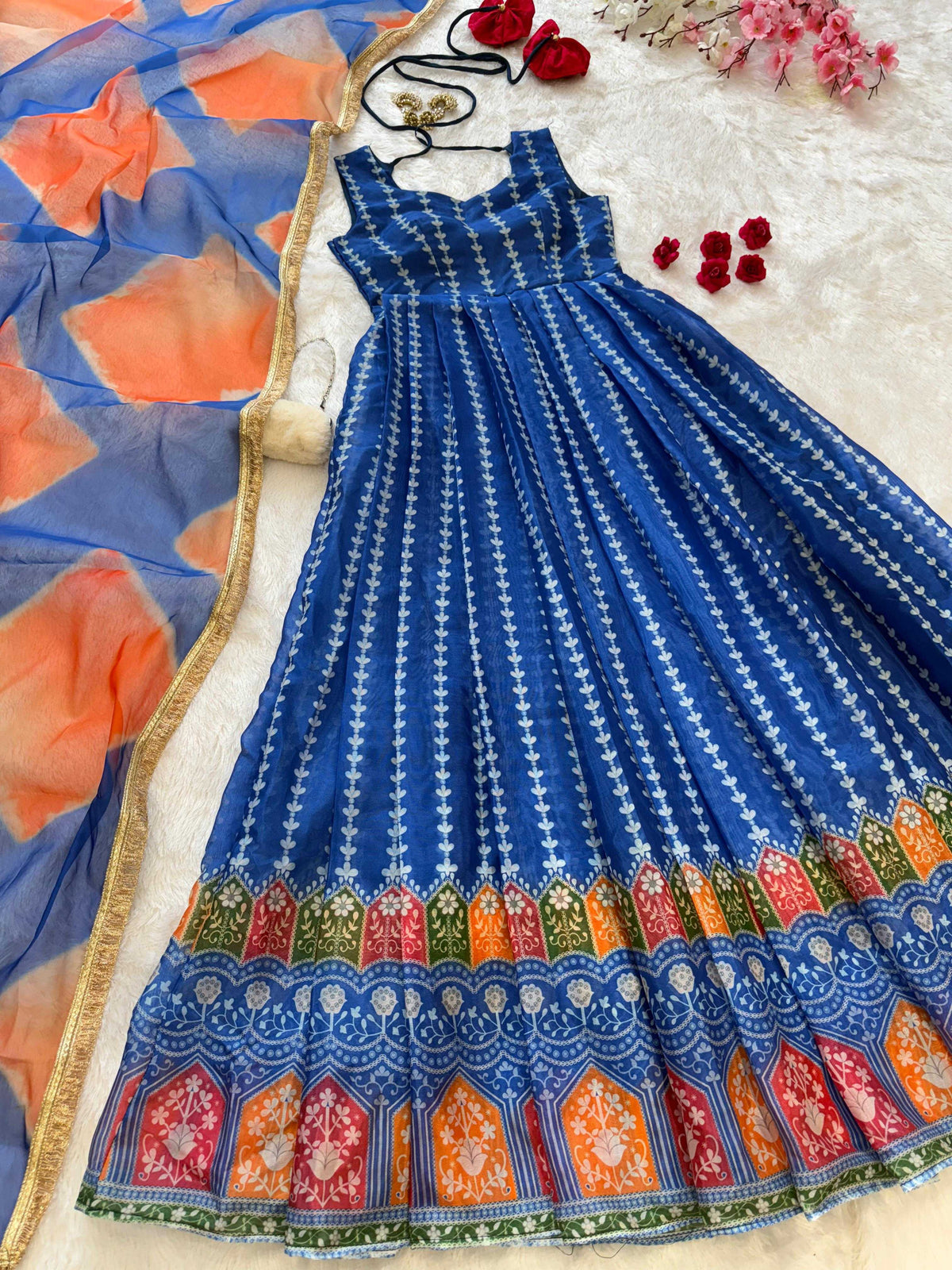 Organza Silk Printed Gown 307