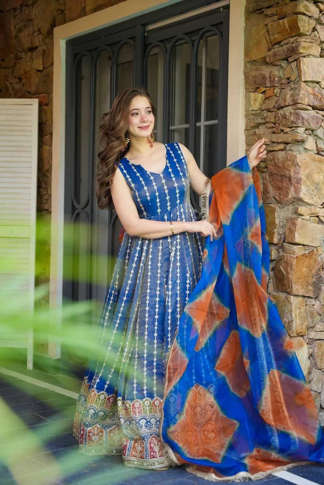 Organza Silk Printed Gown 307