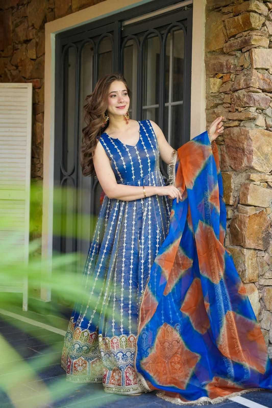 Organza Silk Printed Gown 307