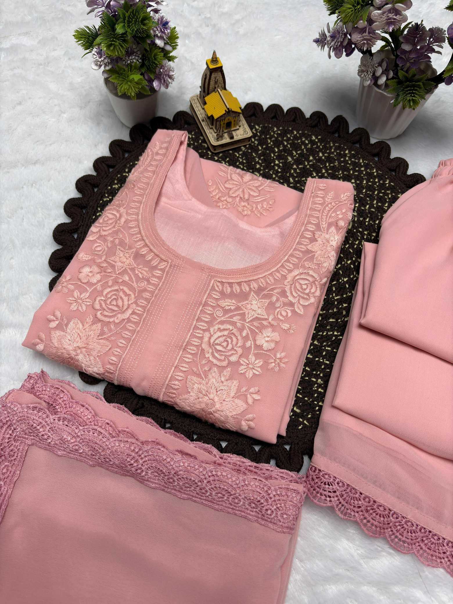 Faux Georgette Embroidery Suit
