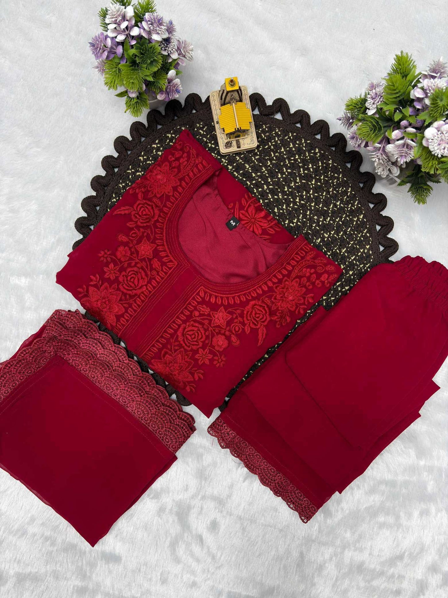 Faux Georgette Embroidery Suit