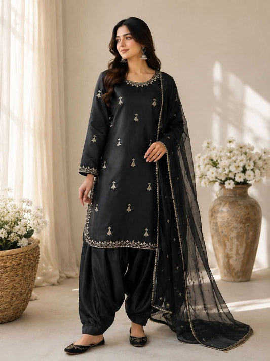 Salmon Embroidery Suit