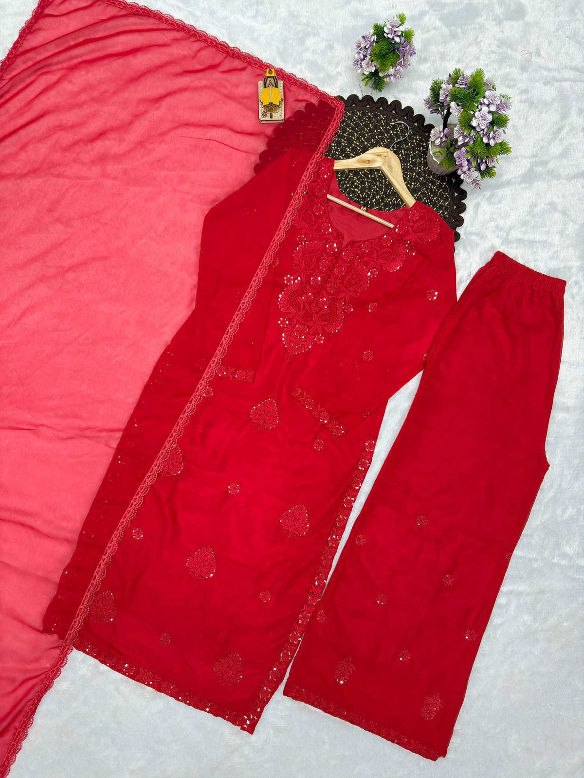 Faux Georgette Embroidery Suit 007