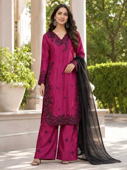 Crepe Embroidery Suit 009