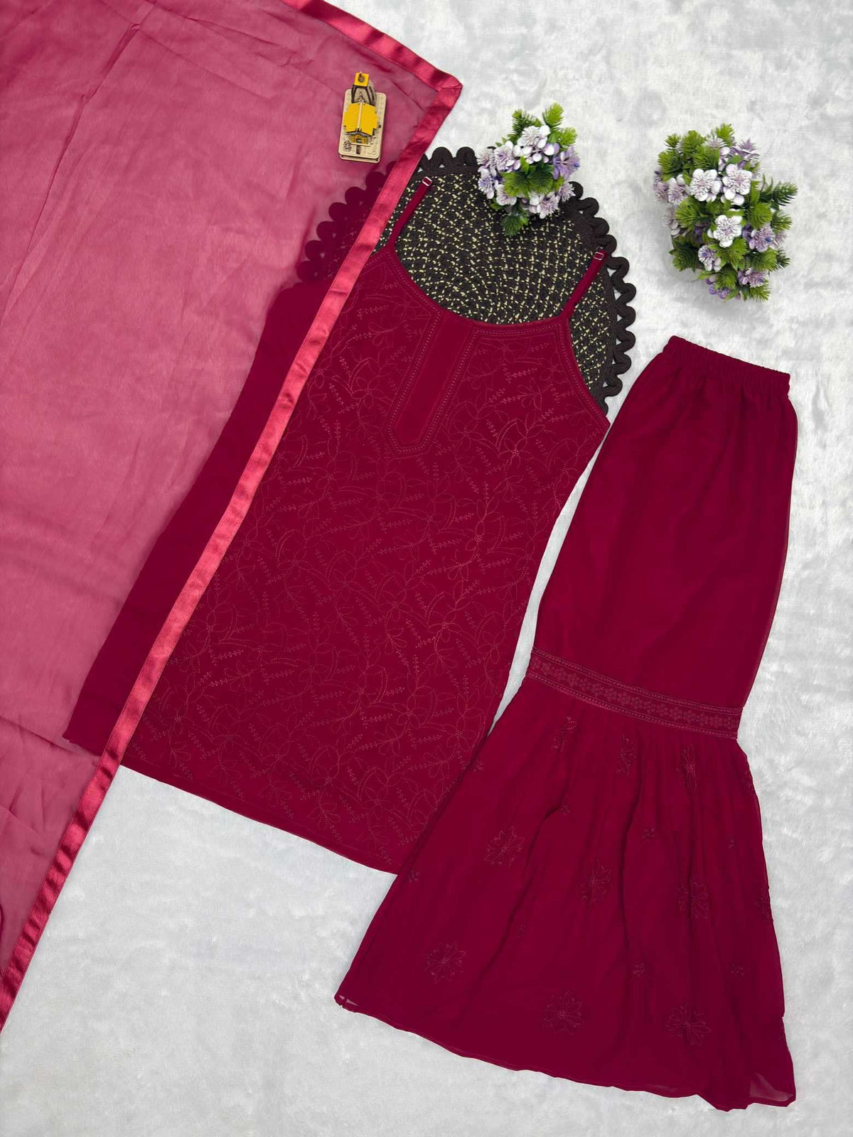 Faux Georgette Sharara Salwar Suit 010