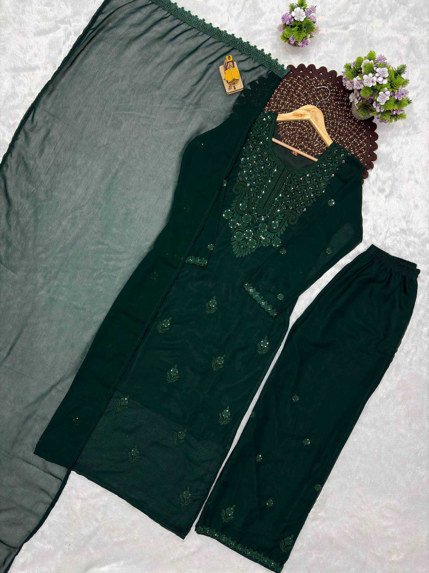 Faux Georgette Embroidery Suit