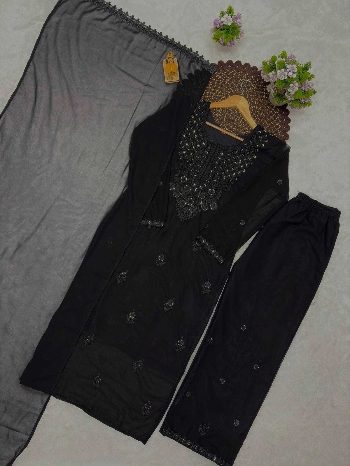 Faux Georgette Embroidery Suit