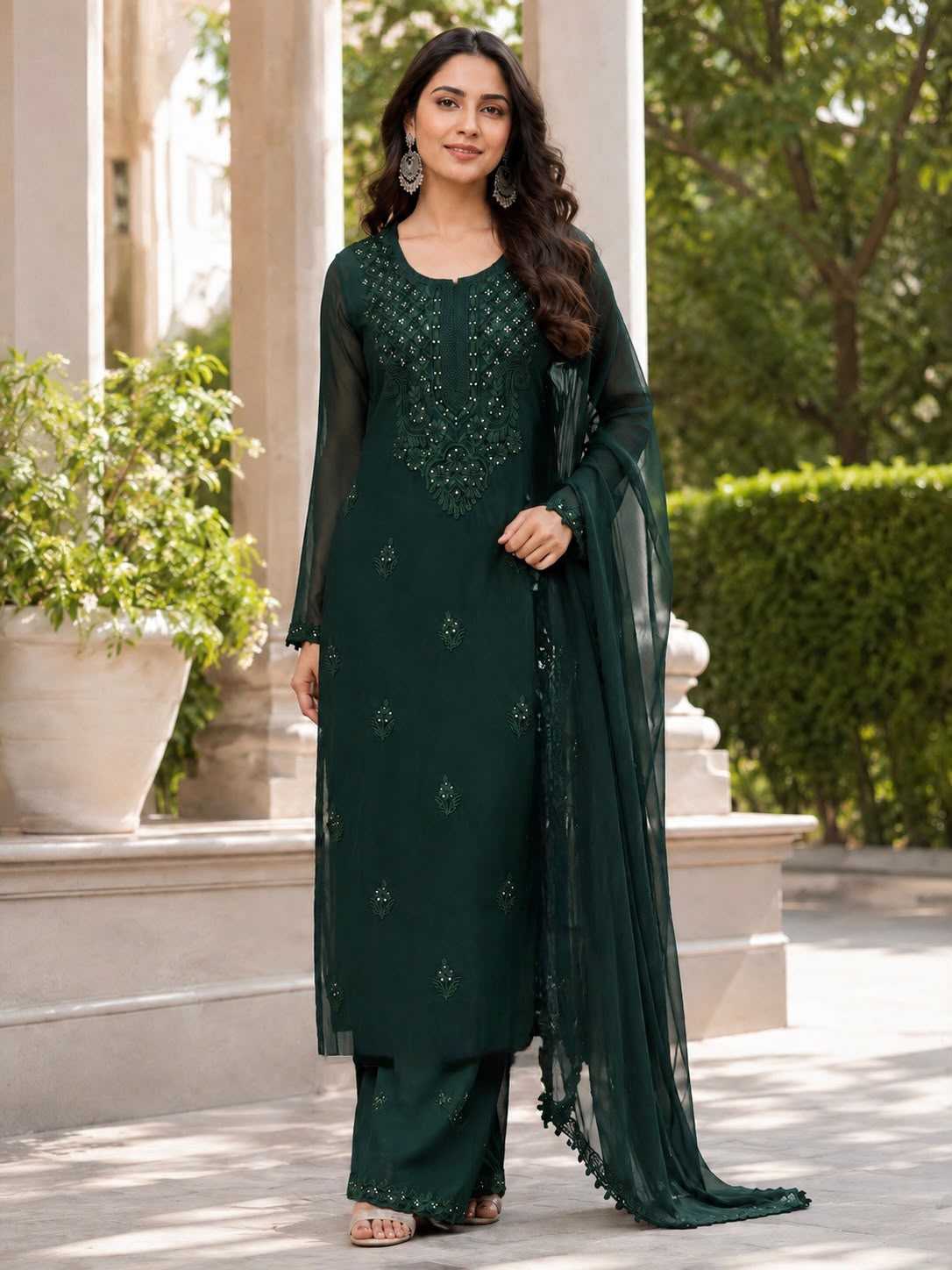 Faux Georgette Embroidery Suit