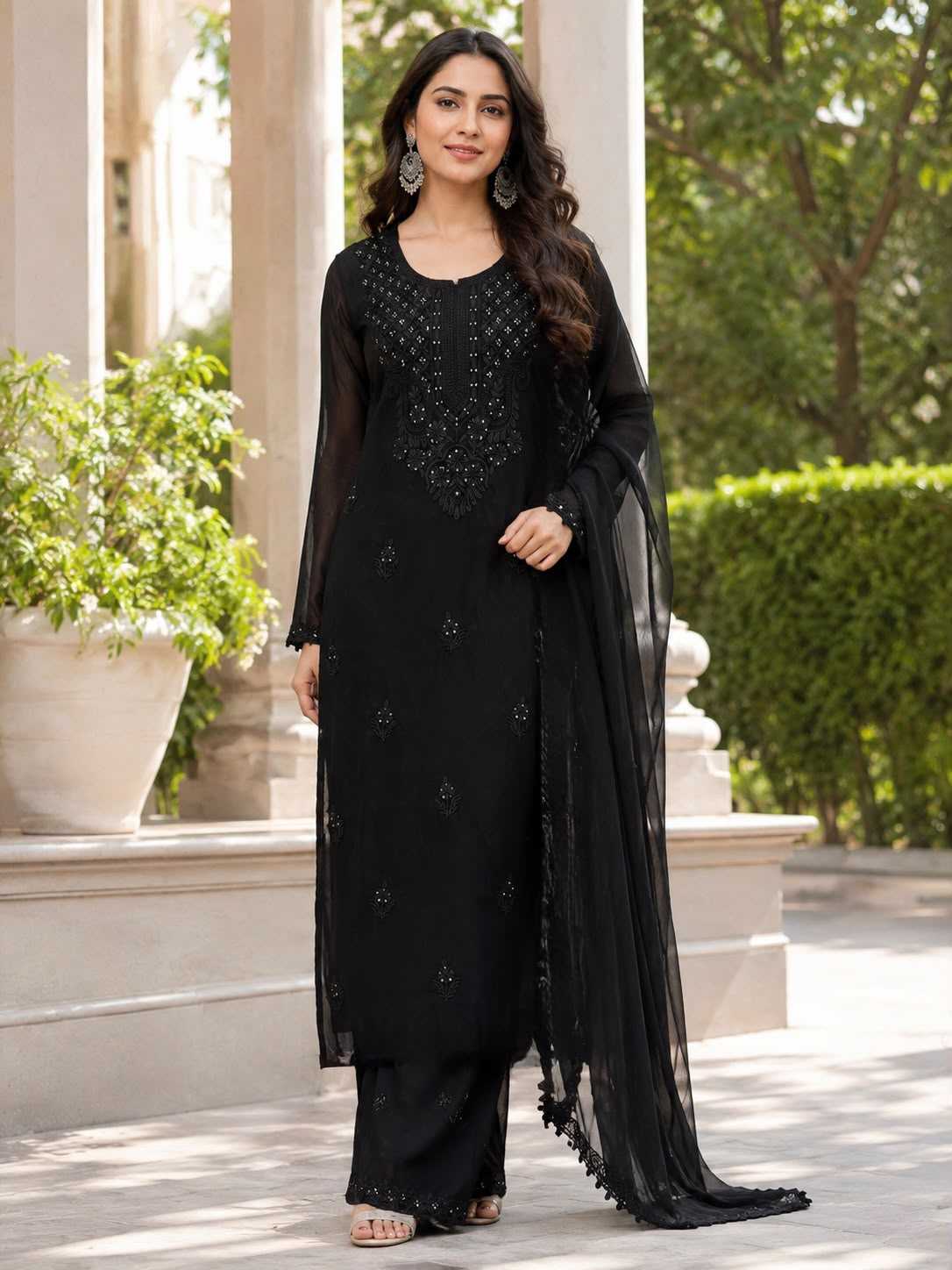 Faux Georgette Embroidery Suit