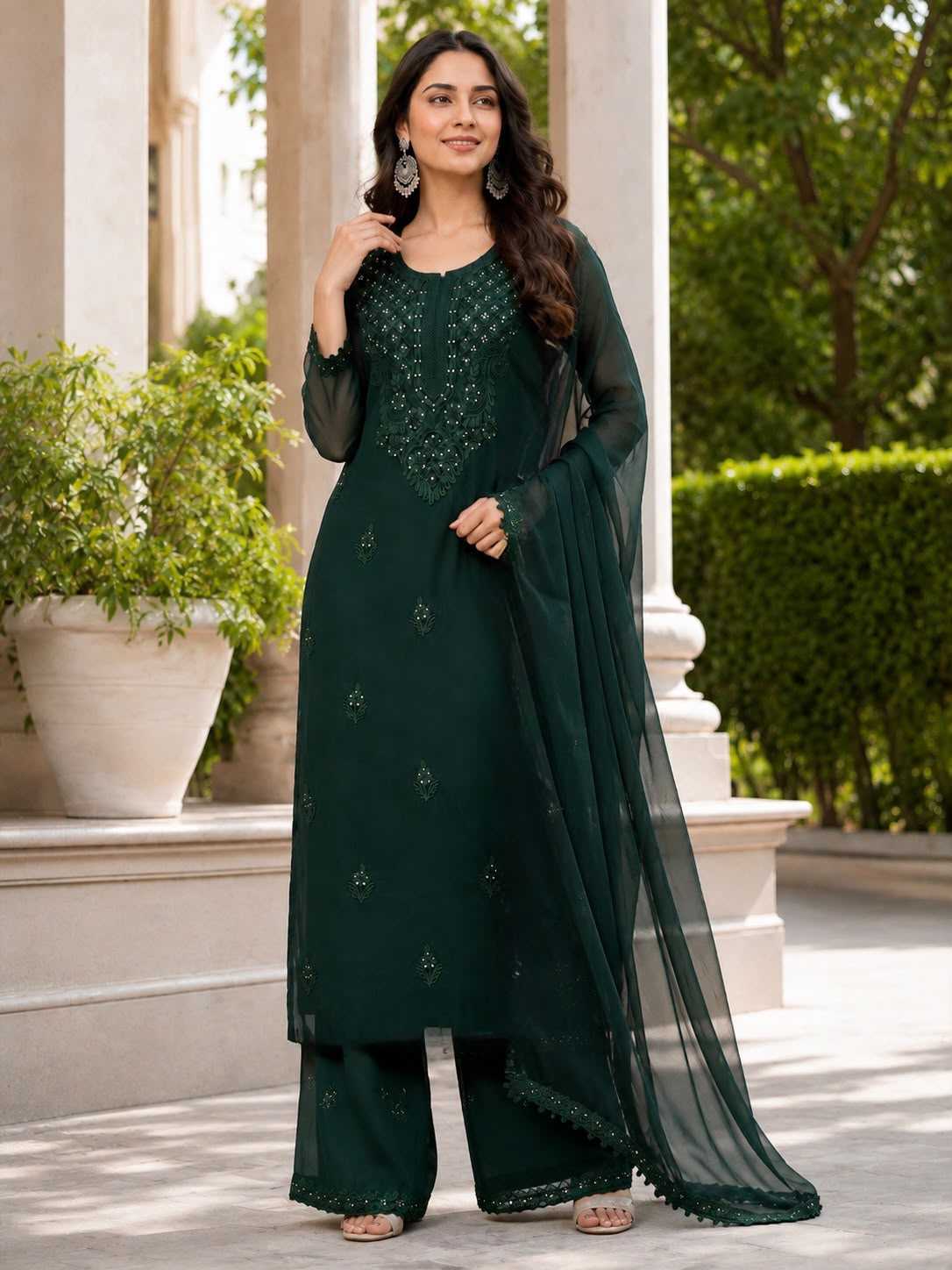 Faux Georgette Embroidery Suit