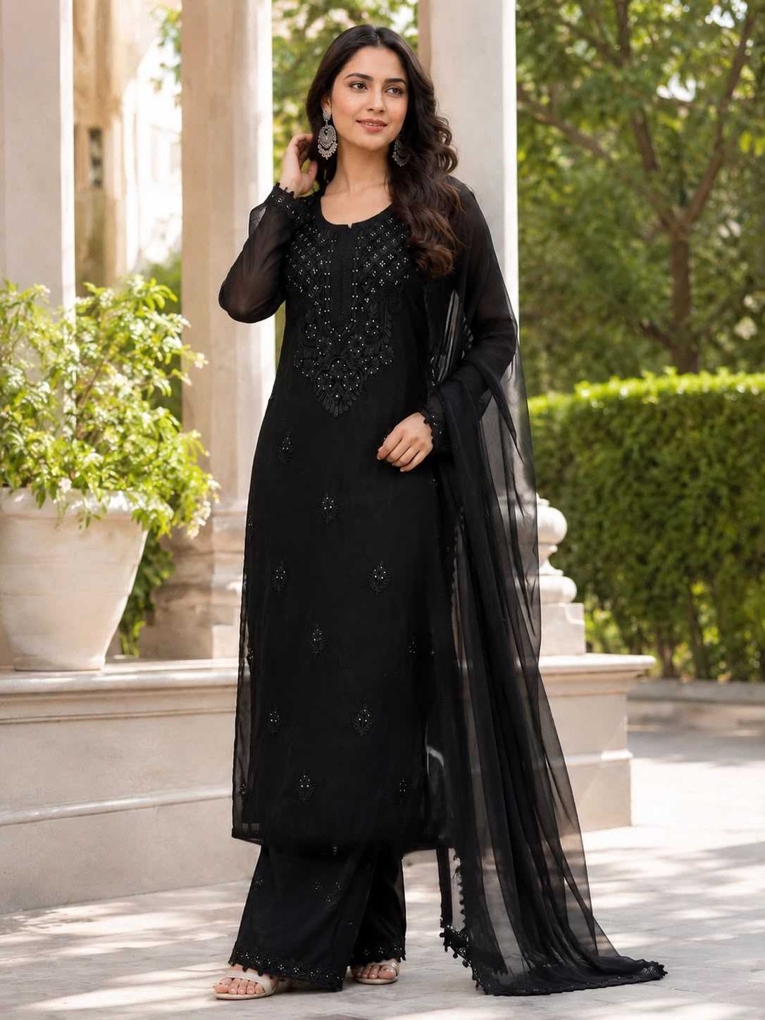 Faux Georgette Embroidery Suit