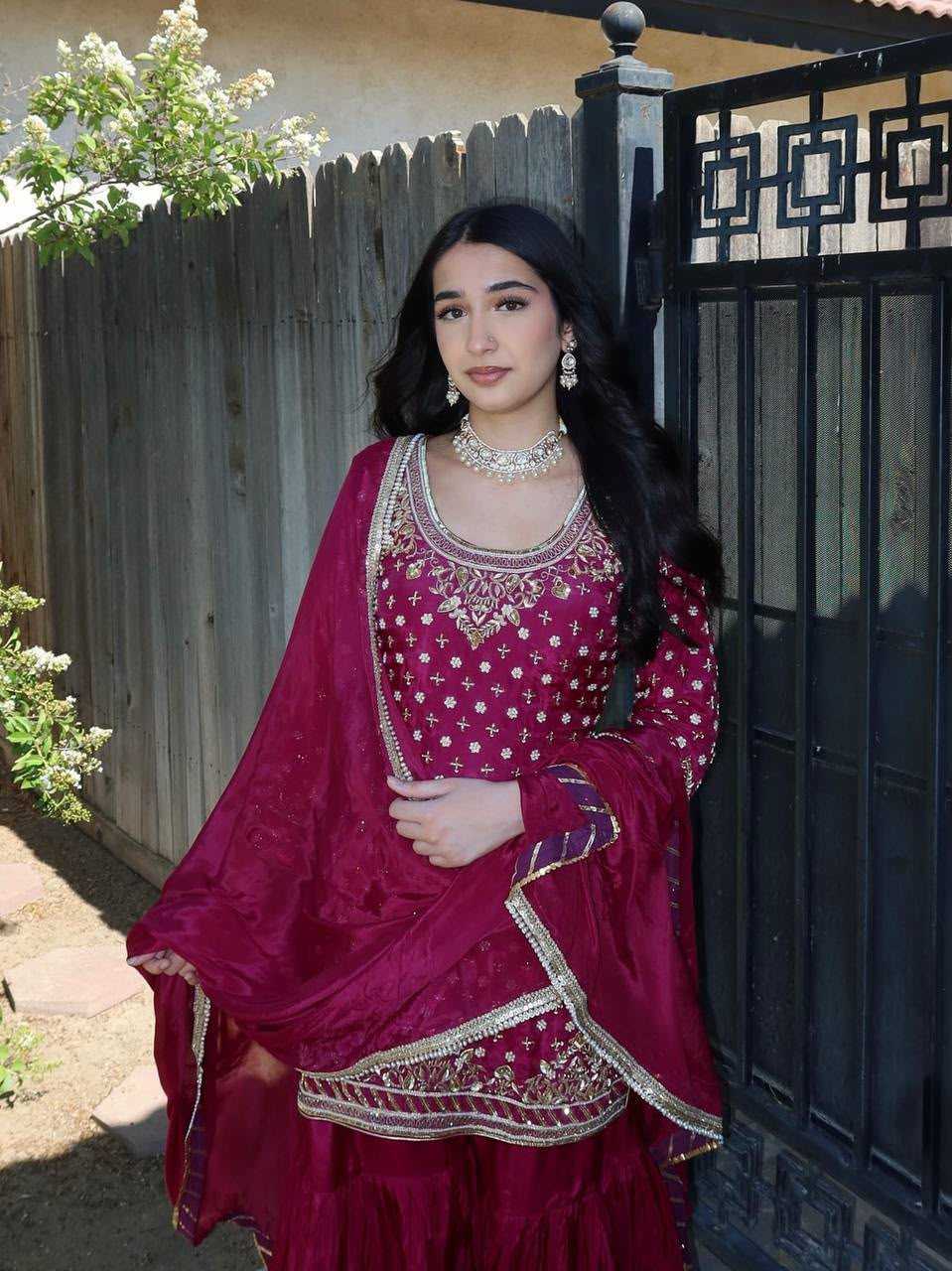 Crepe Sharara Salwar Suit