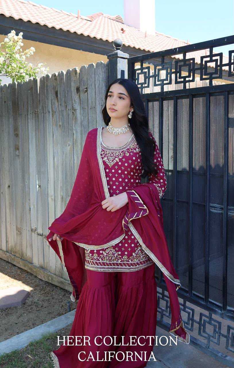 Crepe Sharara Salwar Suit