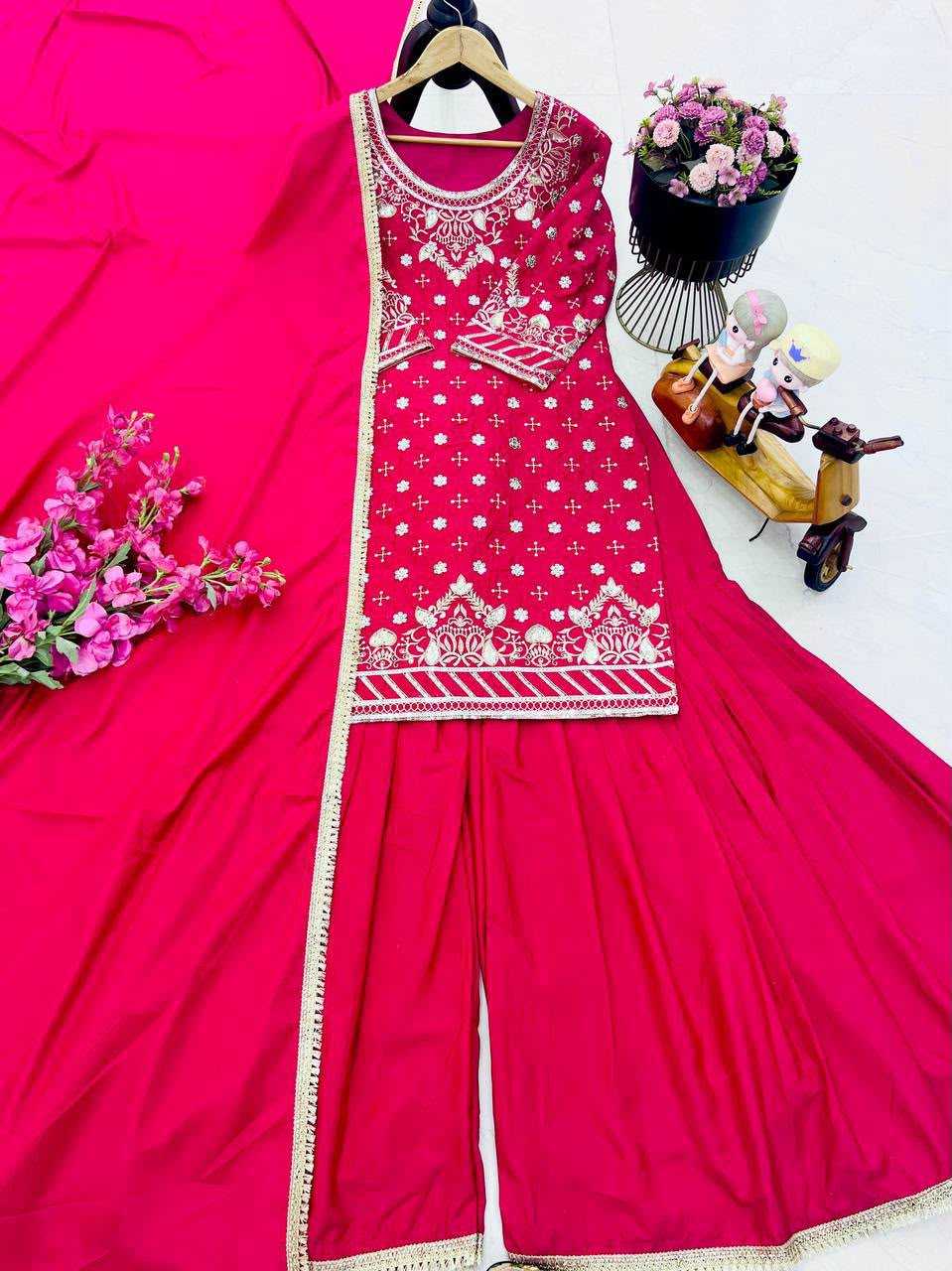 Crepe Sharara Salwar Suit