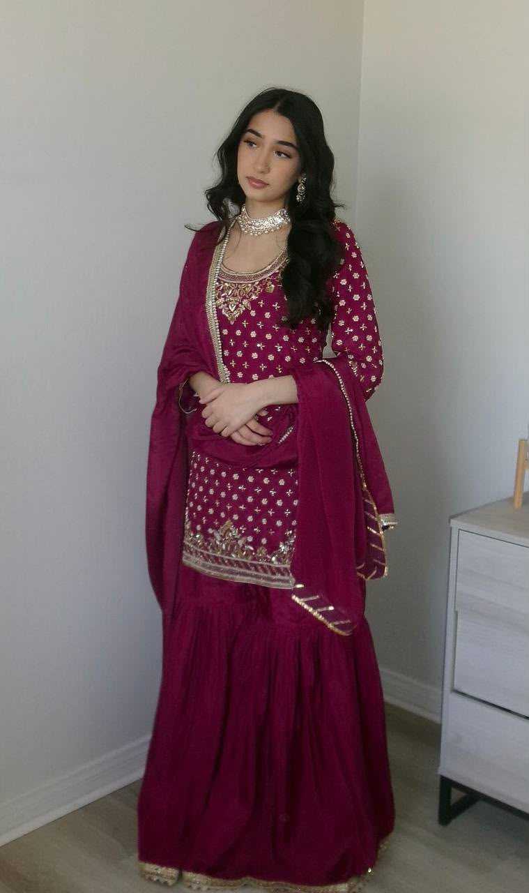 Crepe Sharara Salwar Suit