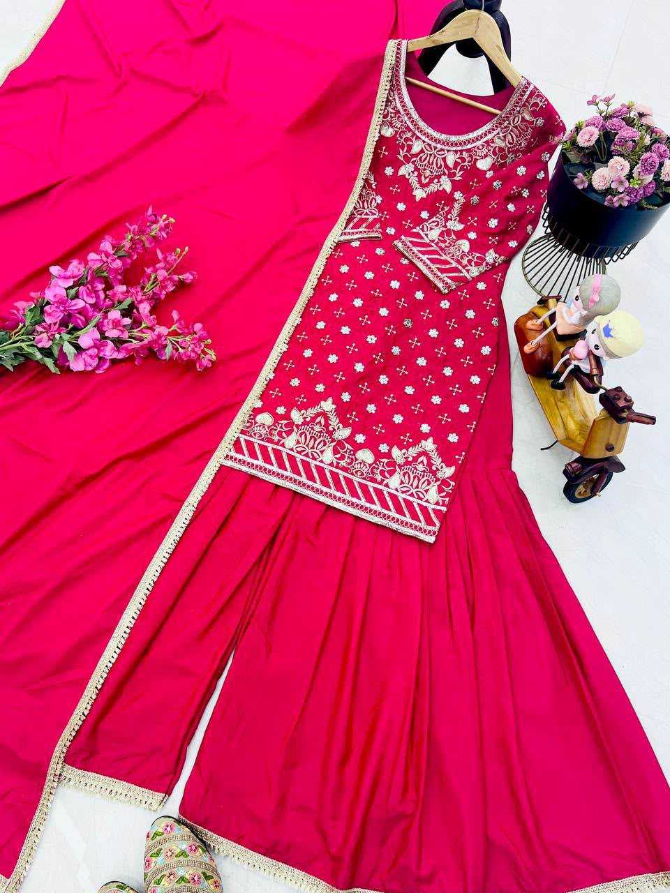 Crepe Sharara Salwar Suit