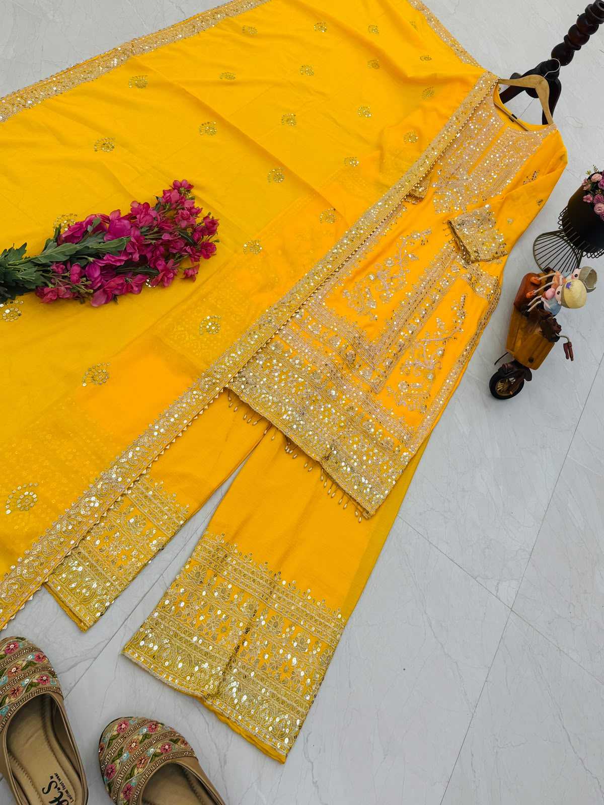 Chinon Silk Embroidery Suit