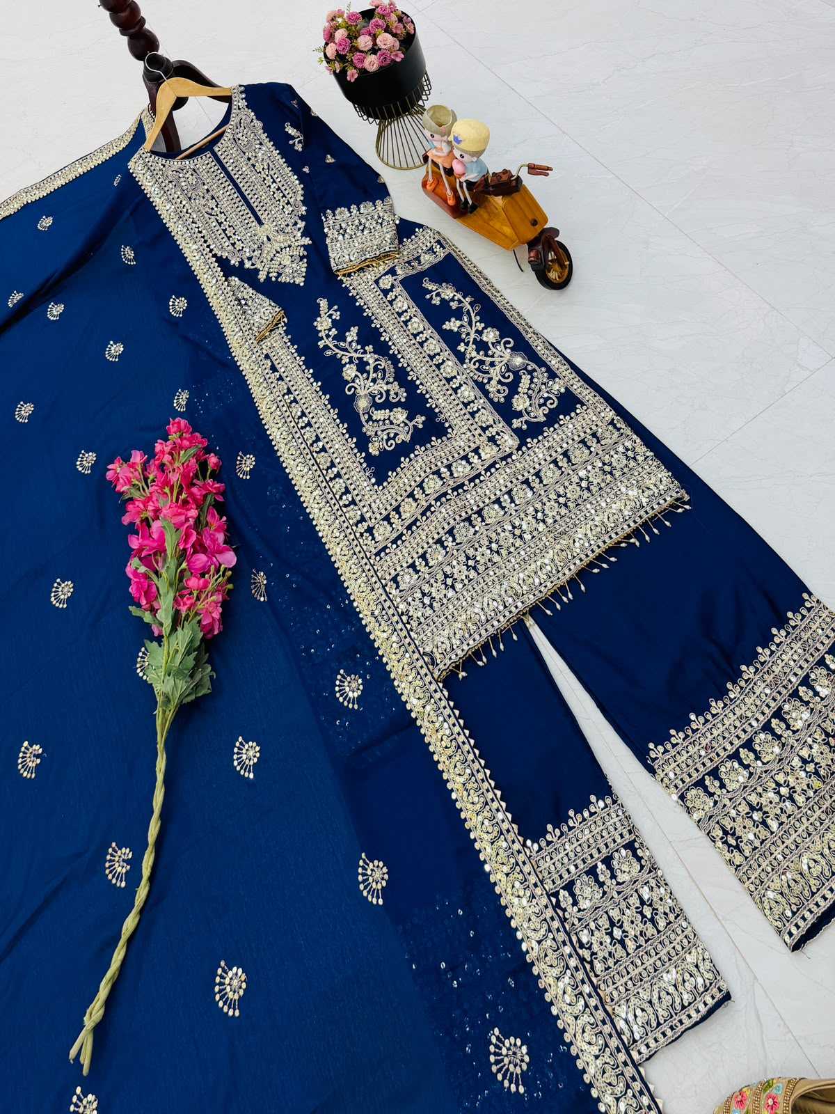 Chinon Silk Embroidery Suit