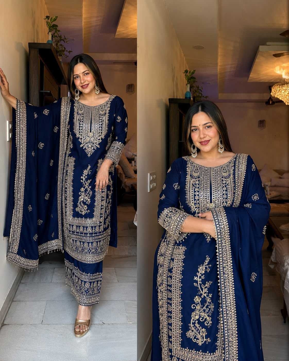 Chinon Silk Embroidery Suit