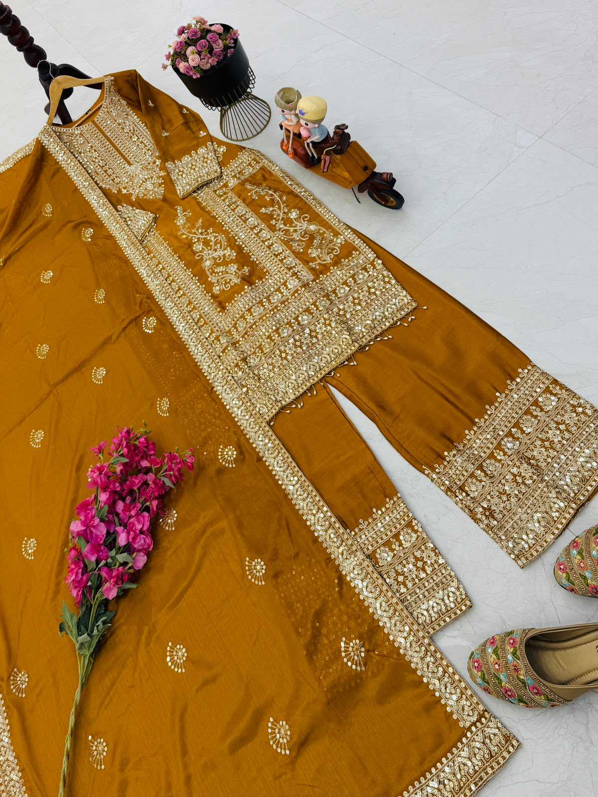 Chinon Silk Embroidery Suit